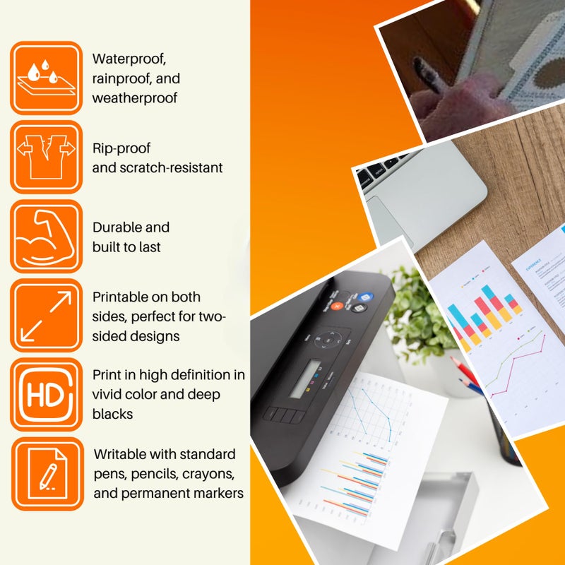 TerraSlate Waterproof & Tear-Resistant Copier Paper 8 MIL, A4 210 x 297 mm, White, (25 Sheets) - Image 4
